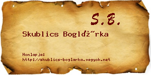 Skublics Boglárka névjegykártya