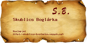 Skublics Boglárka névjegykártya